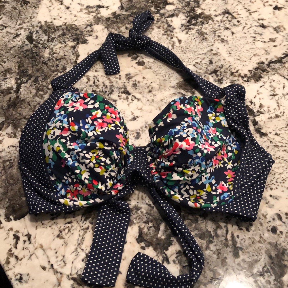 Floral and polka dot bikini top